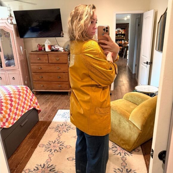 Vintage Orange 80s Leather Dolman Oversized Jacket Coat Size Medium 8/10 - Picture 12 of 12